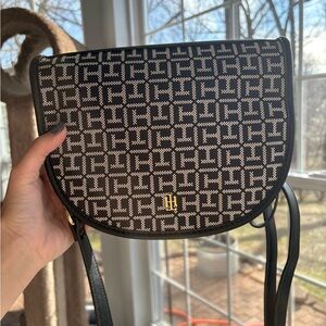 Tommy Hilfiger Black & Cream Monogram Jacquard Crossbody Bag